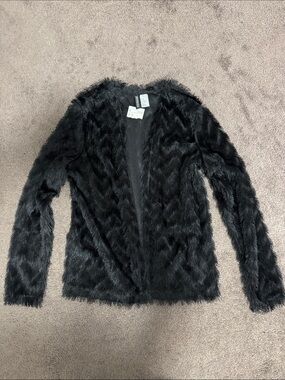 H&M Black Faux Fur Open Jacket